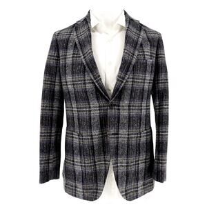 Burdi Alpaca Blue Plaid Sport Coat Size 52eu/42us